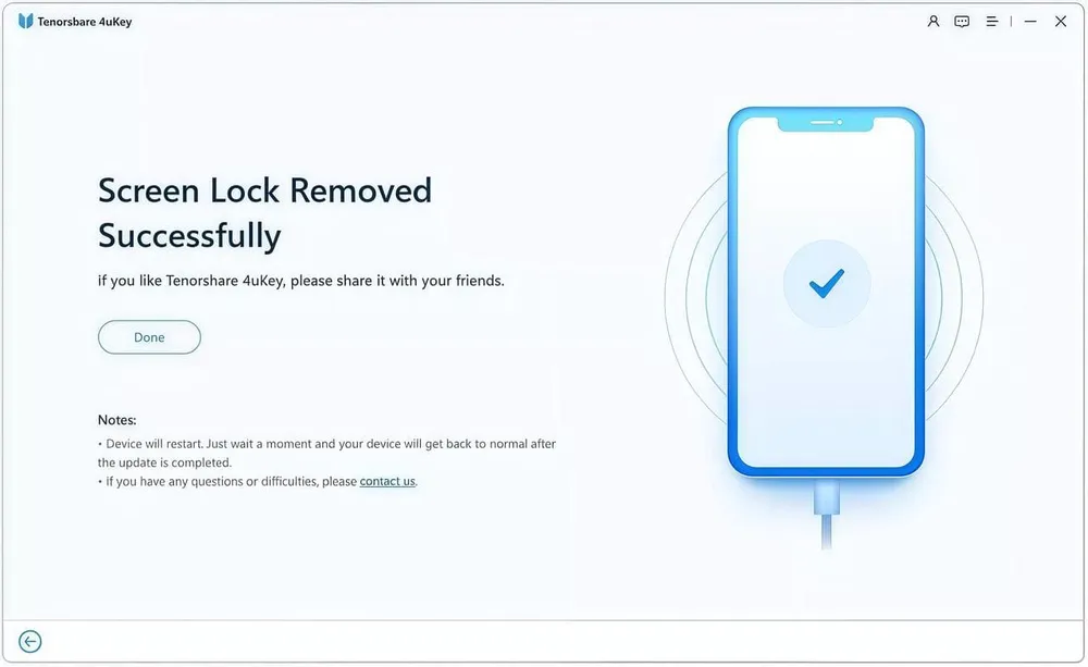 4ukey-screen-lock-removed-success-message